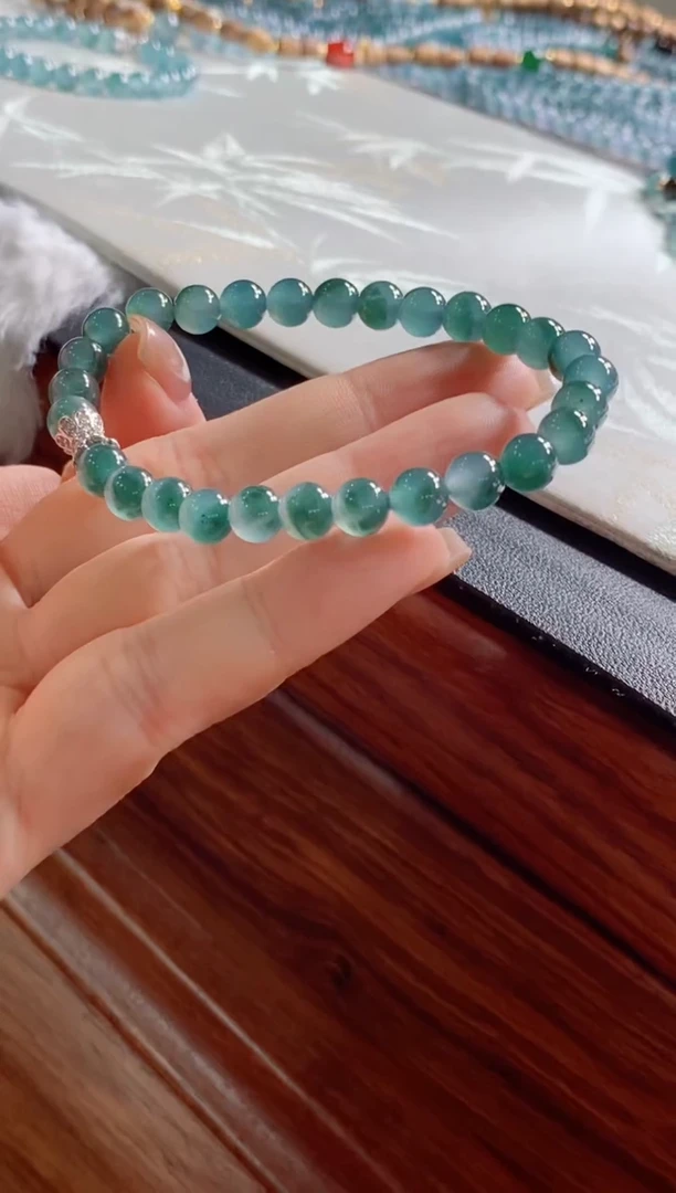 未镶嵌定制翡翠卡7手串 （多样性发其一）