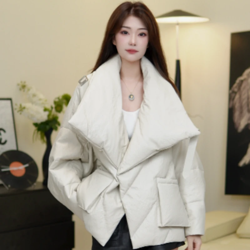 2025韩版大翻领冬季女士御寒新款时尚百搭轻奢气质鹅绒服21105