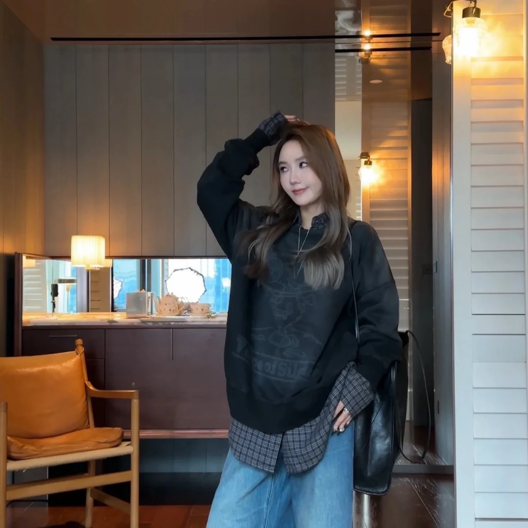 AMAZING IN | 1oo%棉 |复古做旧卡通圆领卫衣A250902-AI59CST5750