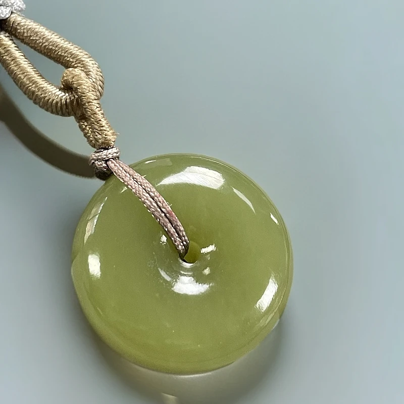 天然和田玉吊坠平安扣青黄口22mm