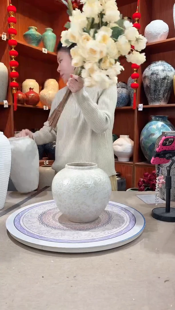 【闪购商品】瓶陶瓷花瓶 茶白小号无花