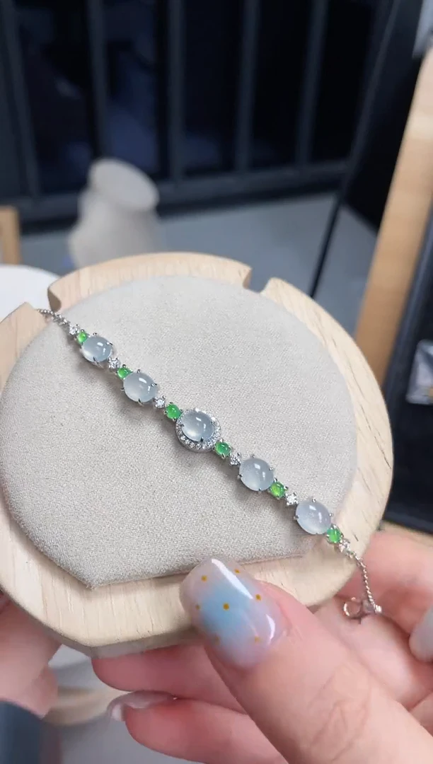 银S925镶嵌手链翡翠千*鹤111111