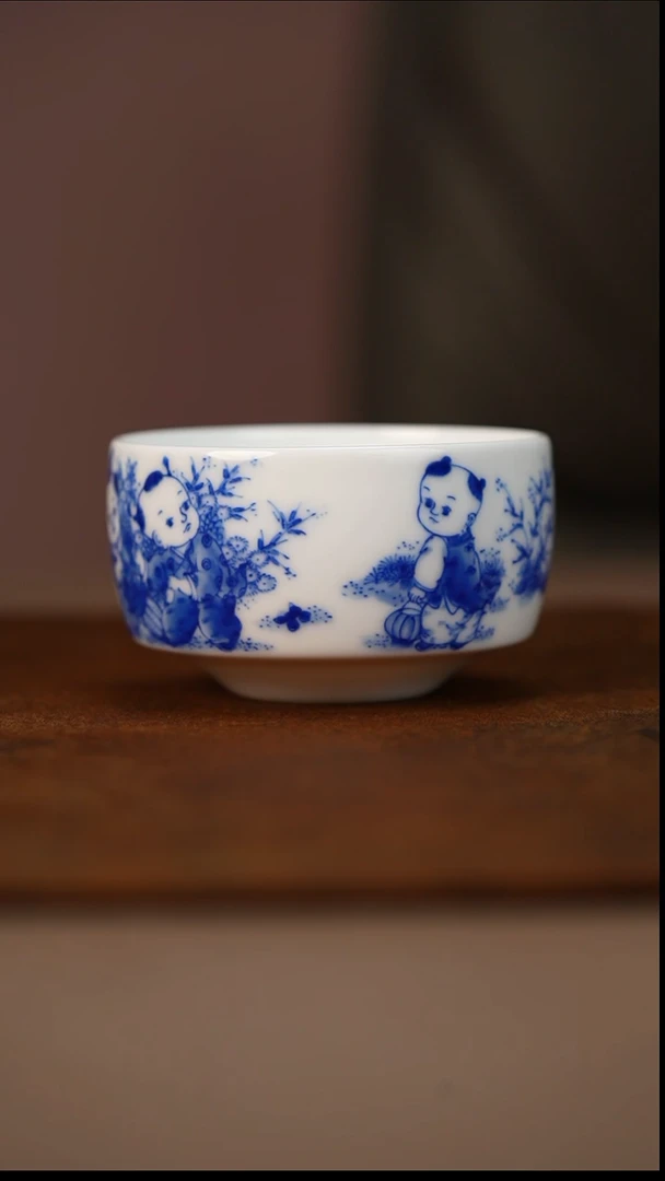 九段妙手婴戏图禅定杯