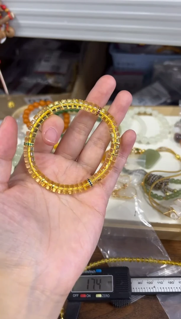 手链蓝珀未镶嵌蓝珀精工药片珠配件款手链[0776]