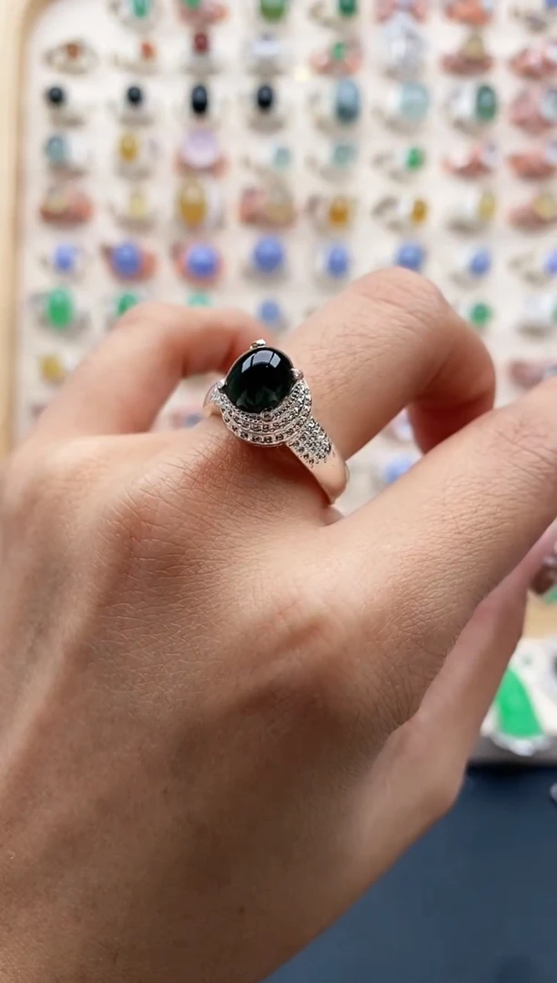 【闪购商品】翡翠戒指未镶嵌缅甸天然A货翡翠333   6+8