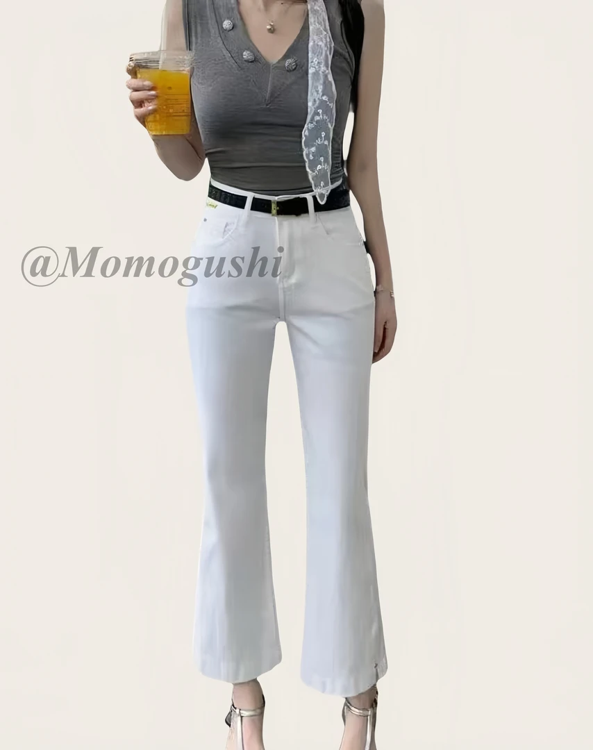 休闲裤白色直筒夏季喇叭裤长裤裤子阔腿裤显瘦运动高腰时尚女士
