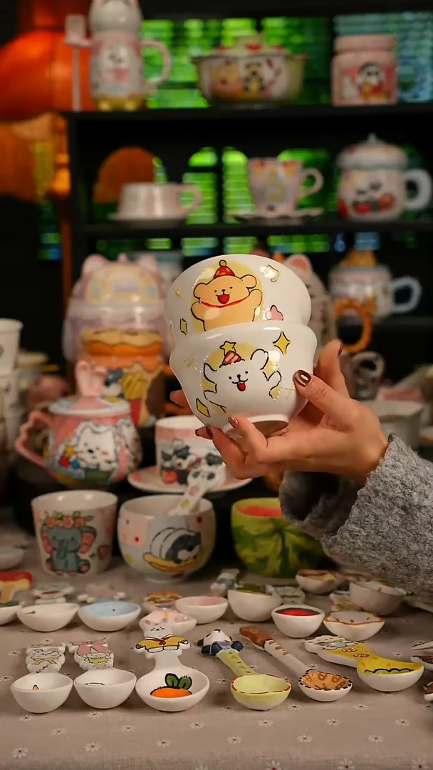 陶瓷无盖款景德镇高温釉下彩纯手绘创意瓷
