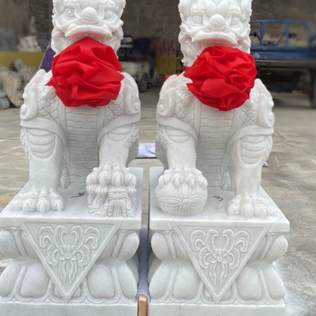 石雕石麒麟一对汉白玉青石神兽麒麟家用庭院别墅公司酒店门口摆件