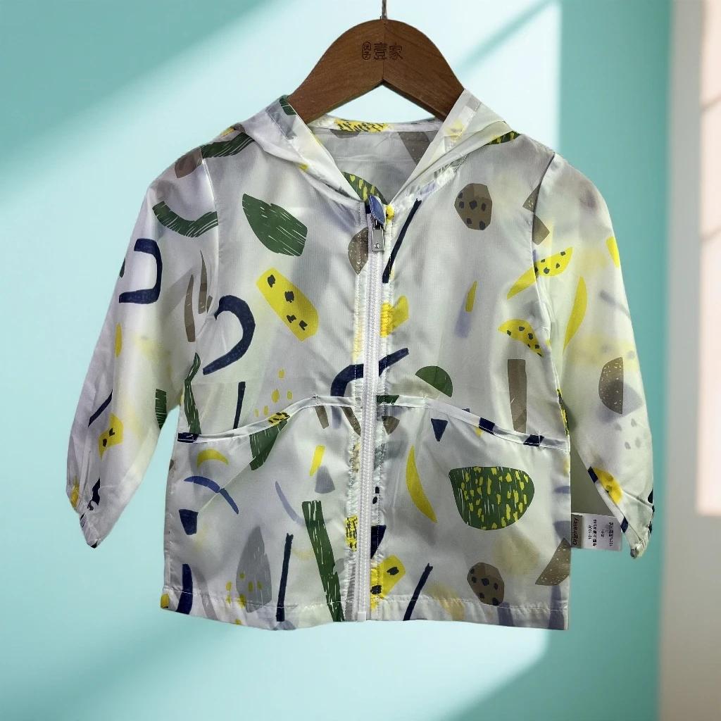 爱麻麻9121551皮肤衣男童休闲连帽印花防晒衣百搭时尚洋气连帽