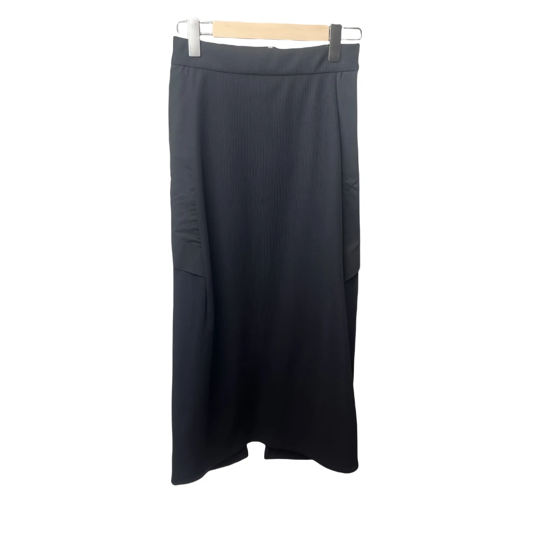 迪系 黑色单色运动条纹后开叉条纹长裙