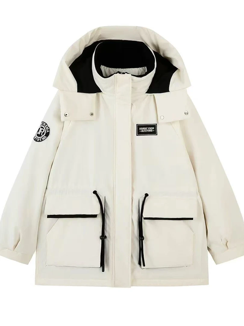 工装派克羽绒服时尚宽松女2025冬季新款女士短款加厚白鹅绒外套