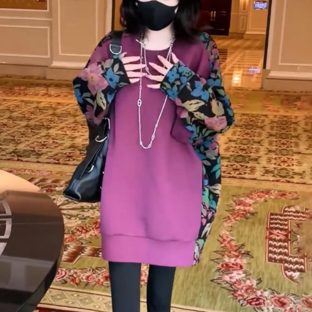 复古时尚保暖气质卫衣女2025年秋冬新款宽松休闲百搭加厚印花上衣