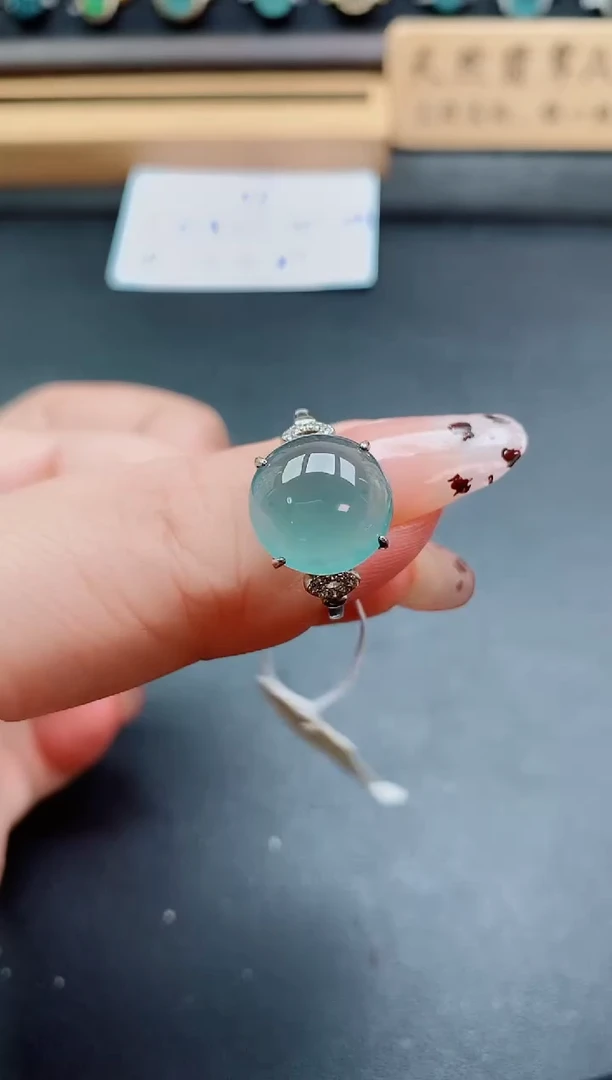 银S925镶嵌戒指翡翠1