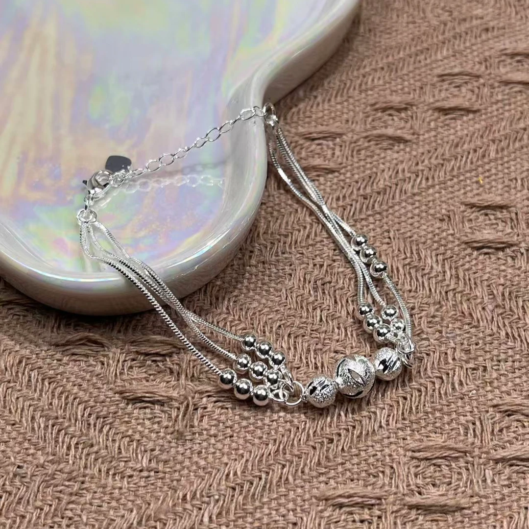 足银手链 三层珠脚链（宝立严选）