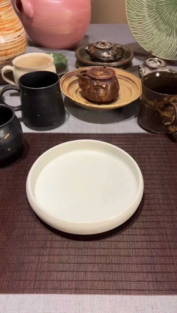 瓷片s**r122 微瑕哑光白直身盘1个