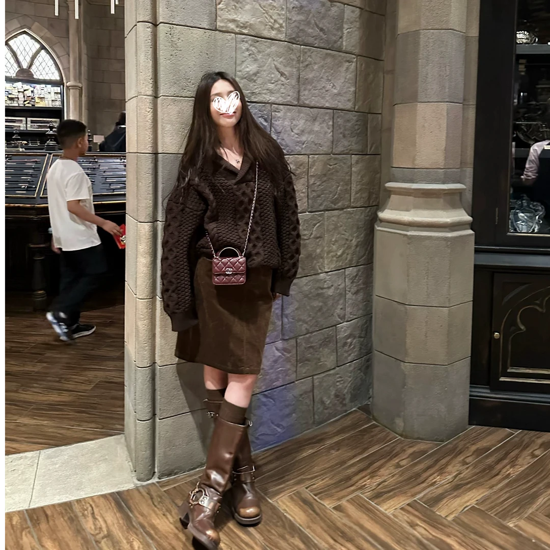 甜粿妹妹【塞纳回忆】老钱风青果领毛衣女秋冬重工绞花宽松上衣