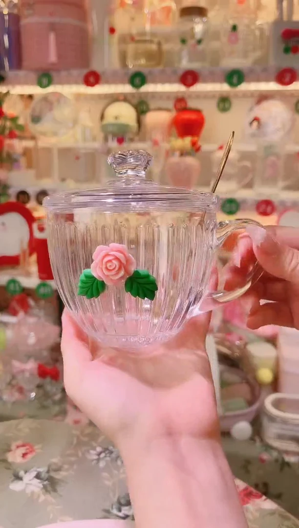 摆件品质好发货快放心拍！玻璃带盖早餐杯