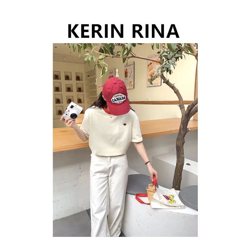 Kerin {川久爱心}--刺绣重磅精梳棉t恤纯色短袖