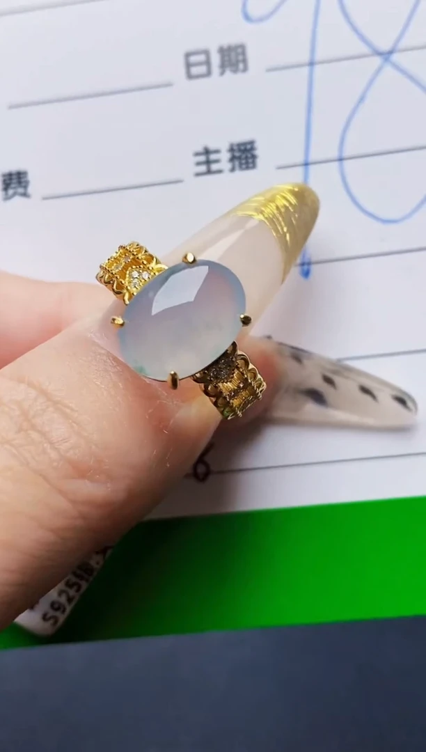 银S925镶嵌戒指翡翠2158