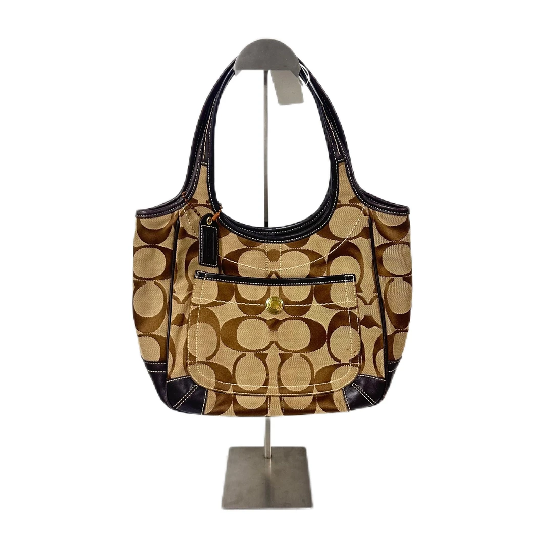 95新 COACH/蔻驰 经典老花帆布拼皮单肩腋下包 MM-81149