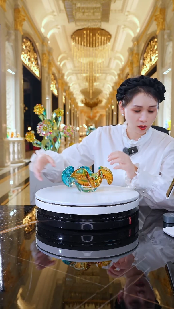 手工艺品琉璃AJ01036茶金配蓝色铃兰小收纳