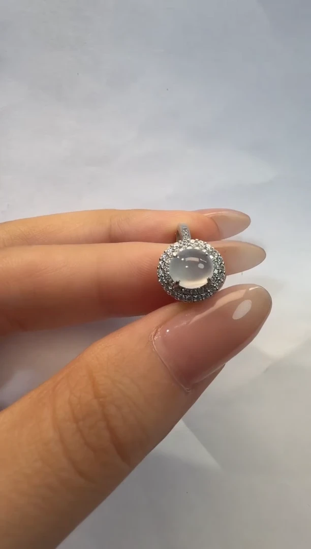 银S925镶嵌戒指翡翠925银镶翡翠戒指镶嵌28