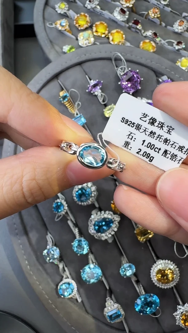 银S925镶嵌戒指托帕石1.0ct【七天鉴赏期】