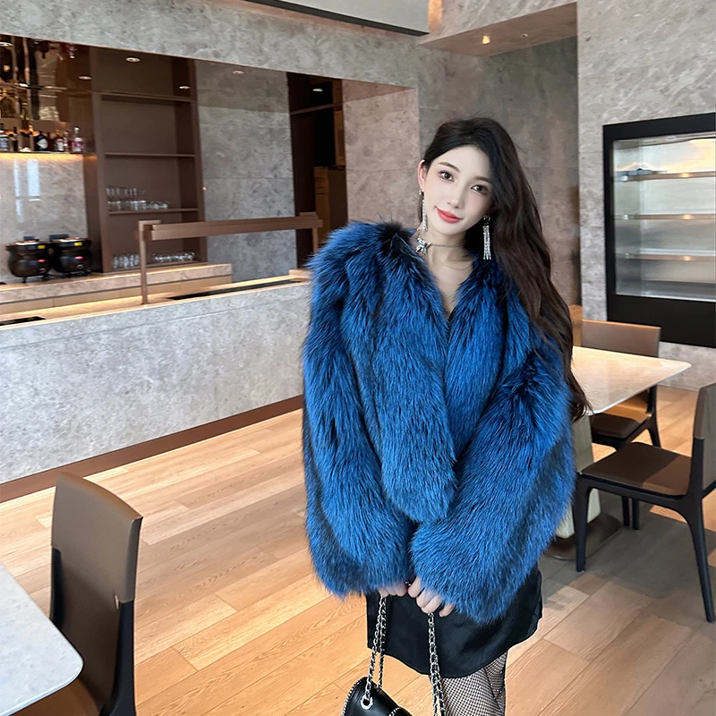 【大海传说】2025冬新款高端进口稀有整皮银狐狸毛皮草外套短款女