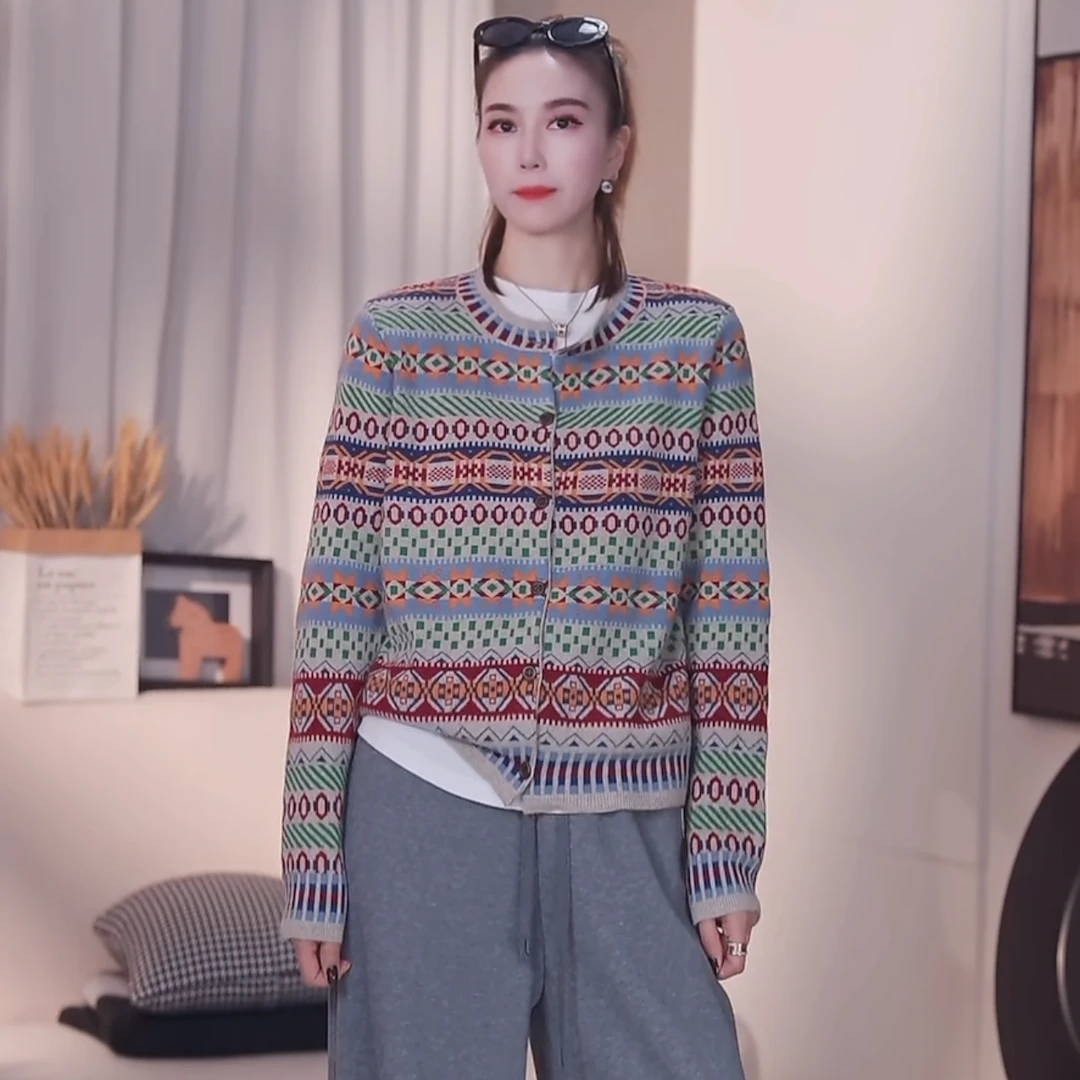 XX.YX（浪漫费尔岛）独特加厚费尔岛兔-毛毛衣外套5280（不可机洗）