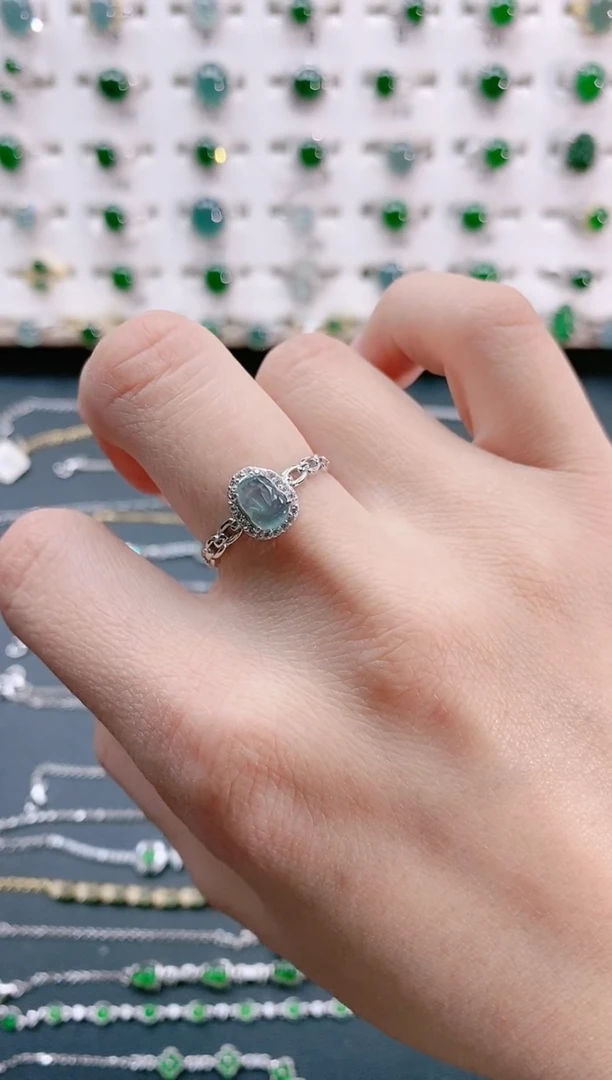 【闪购商品】翡翠戒指银S925镶嵌天然翡翠