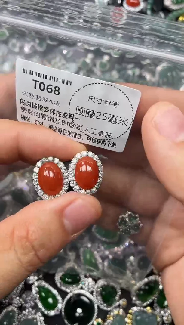 翡翠未镶嵌颈饰T068耳钉