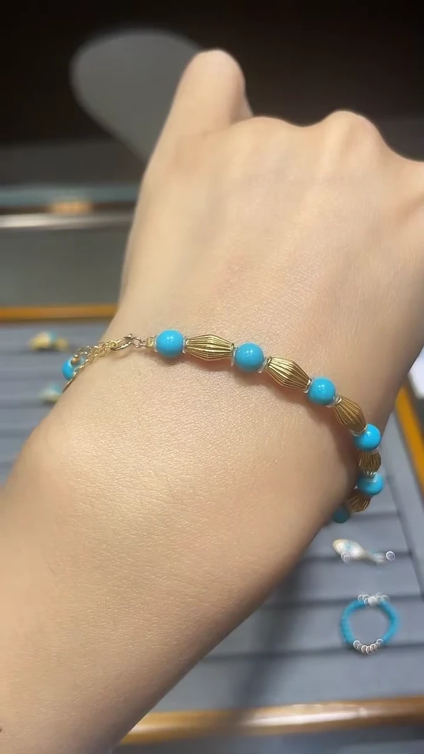 18K金镶嵌绿松石手链