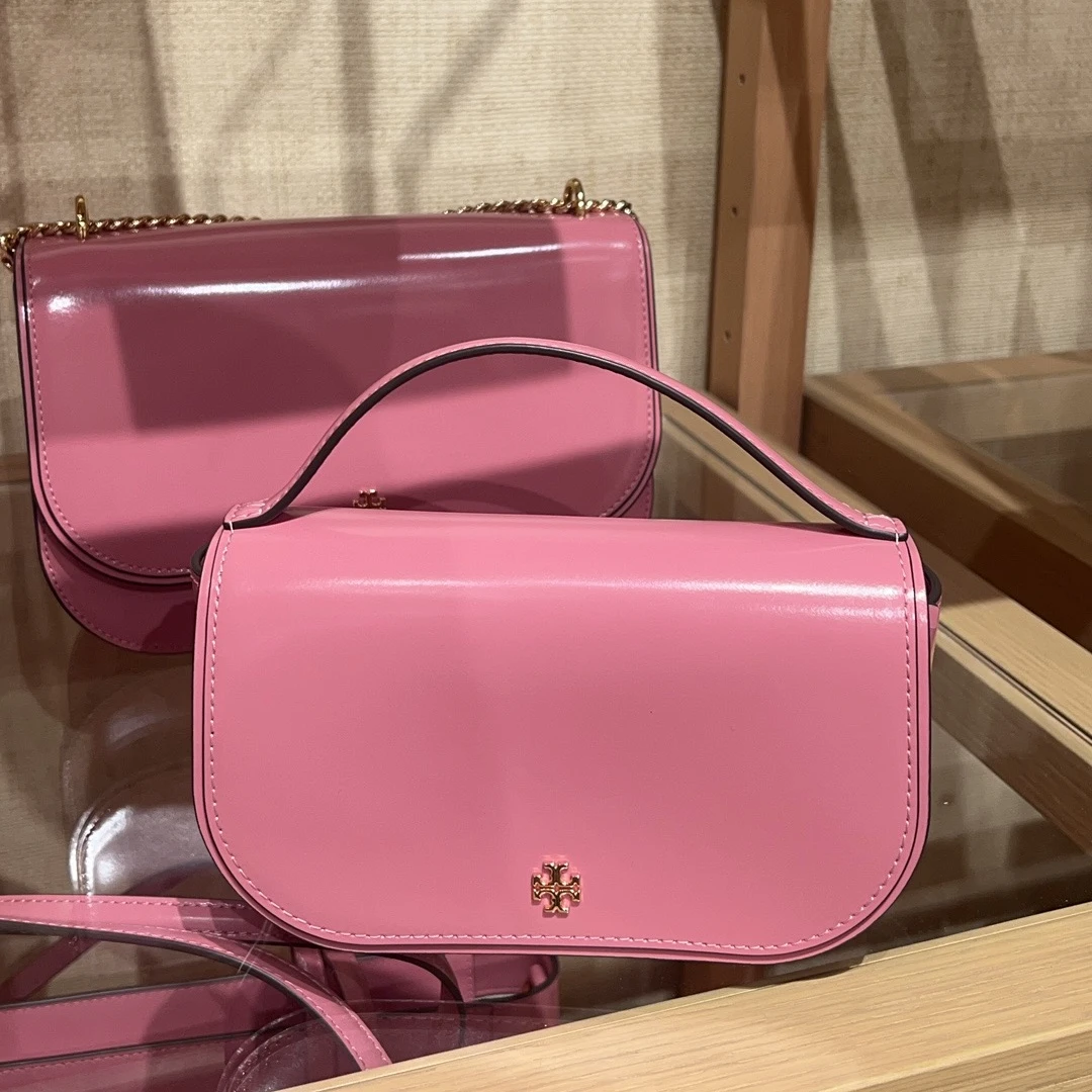 Tory Burch/汤丽柏琦 Emerson粉色手提斜挎包 20cm*12cm*6cm