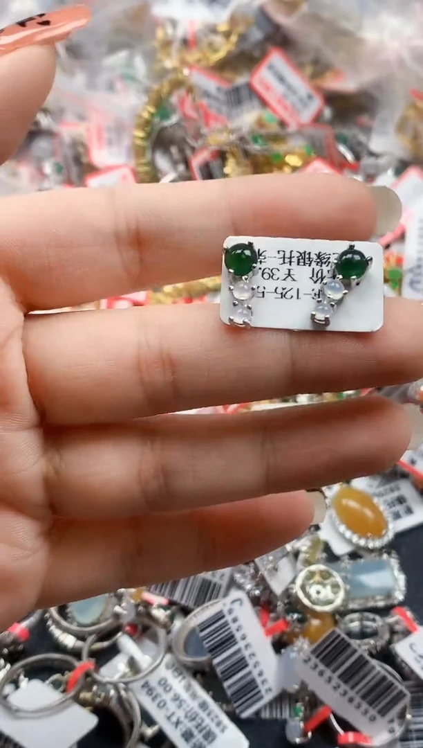 银S925镶嵌戒指翡翠天然A货缅甸翡翠