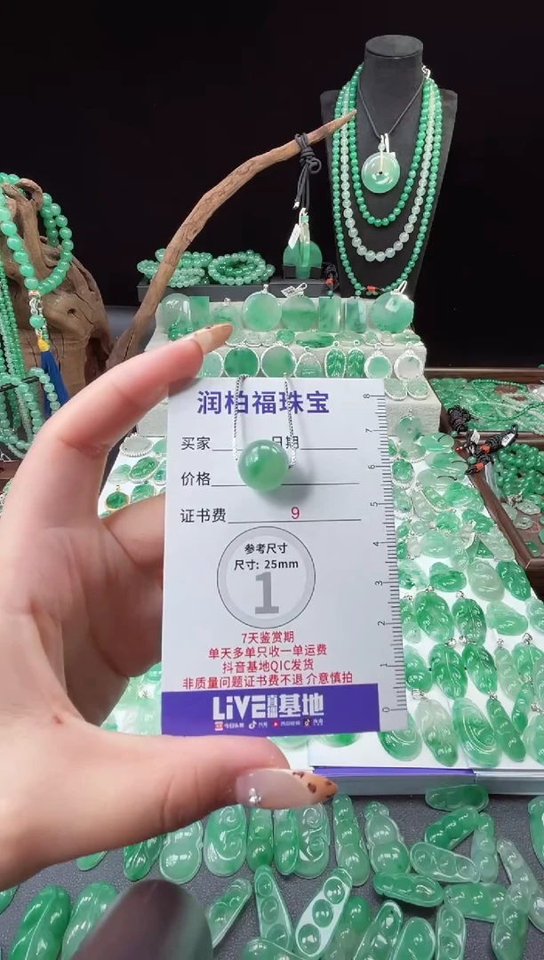 吊坠(赠链)未镶嵌石英质玉（非洲翠）24.252单珠1