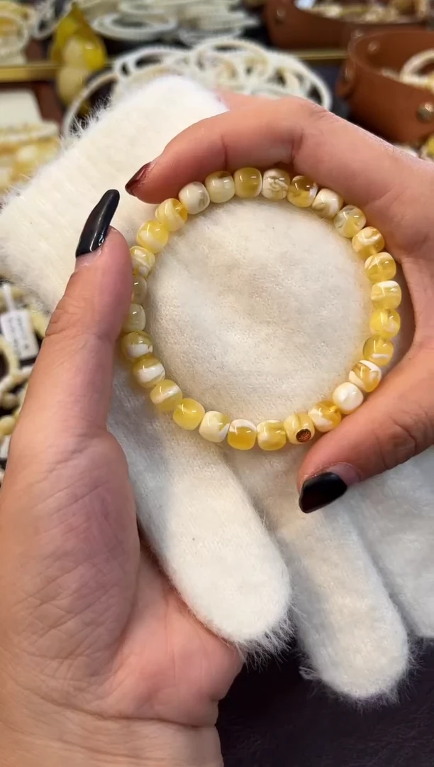 裸石琥珀未镶嵌萍**逢蜜蜡手串