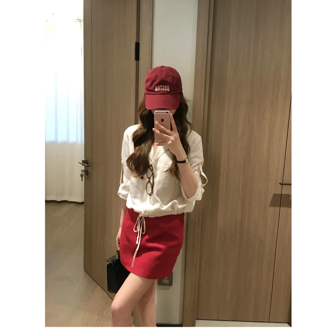 新款高智感松弛感百搭衬衫上衣+时尚气质短裙F1097+F1099