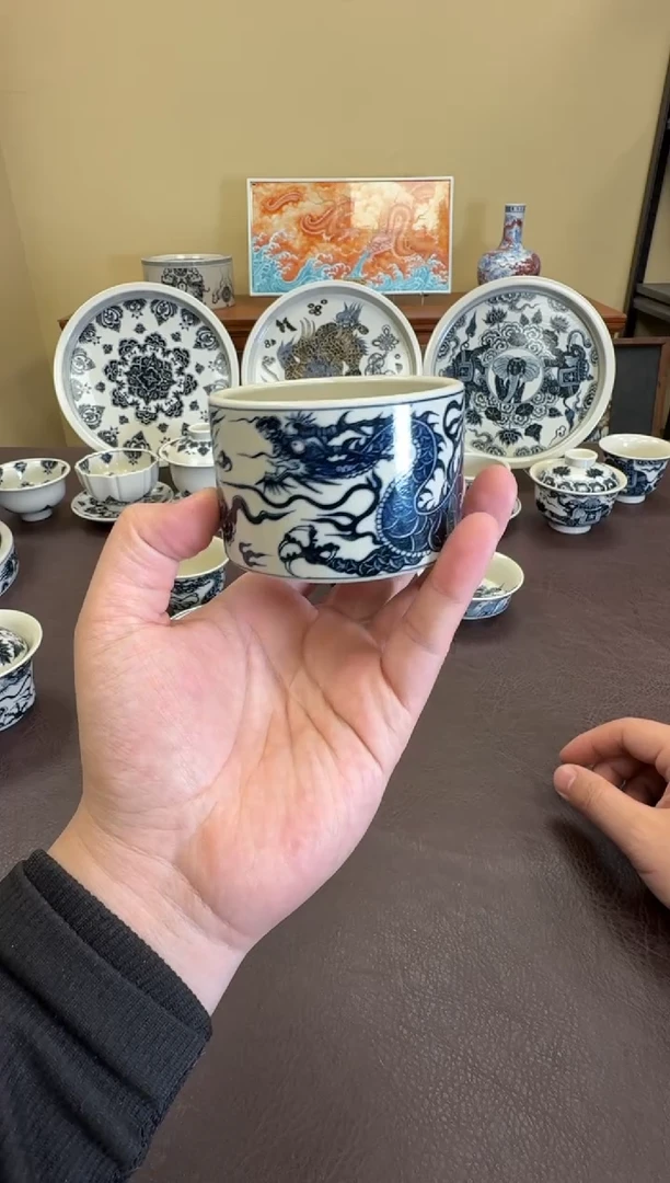 二号釉1351龙纹扳指杯