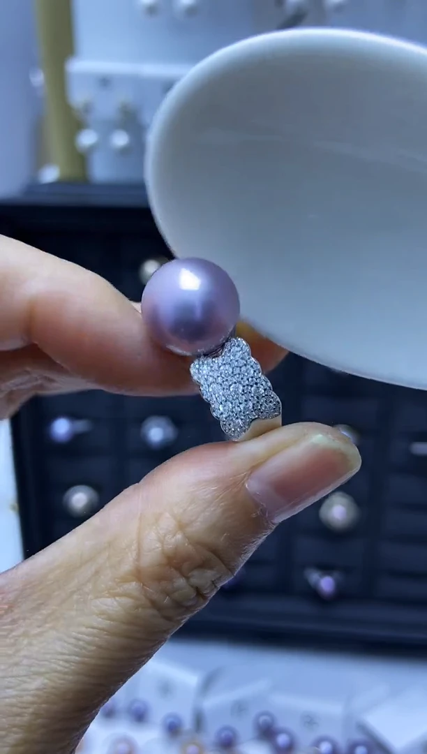 银S925镶嵌戒指淡水珍珠戒指