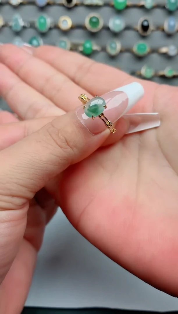 银S925镶嵌戒指翡翠.