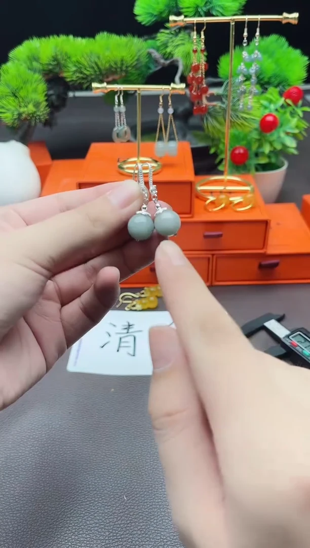 玛瑙/玉髓耳饰银S925镶嵌822