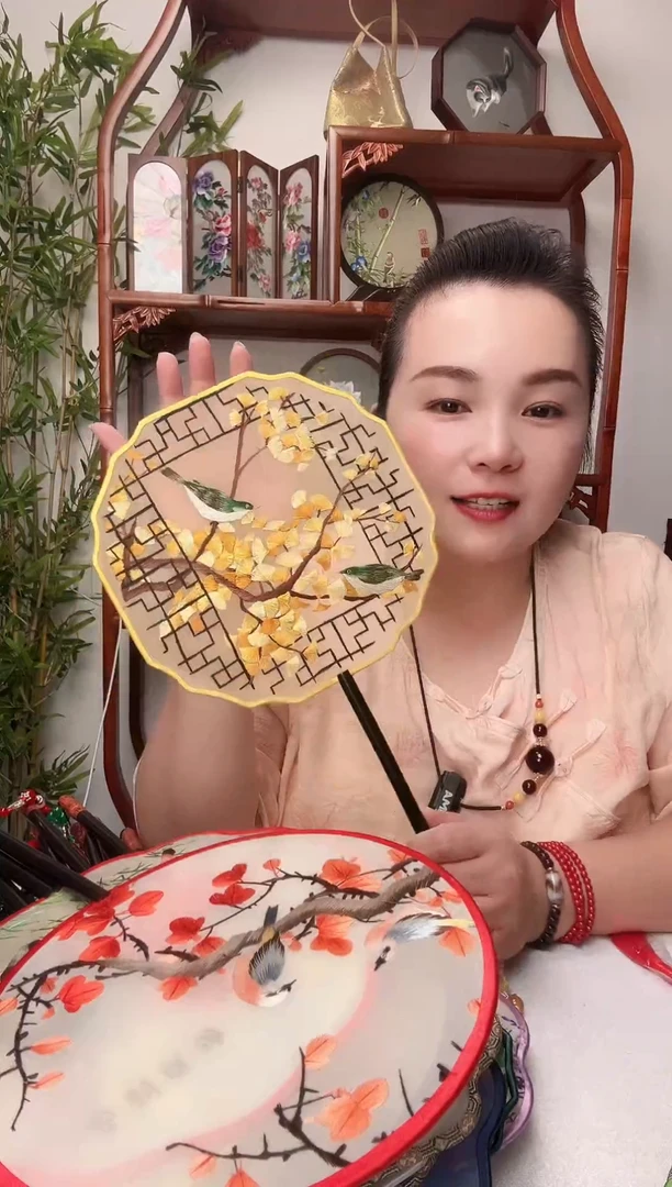 刺绣团扇双面非遗