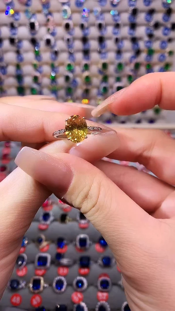 【闪购商品】黄晶戒指银S925镶嵌11111