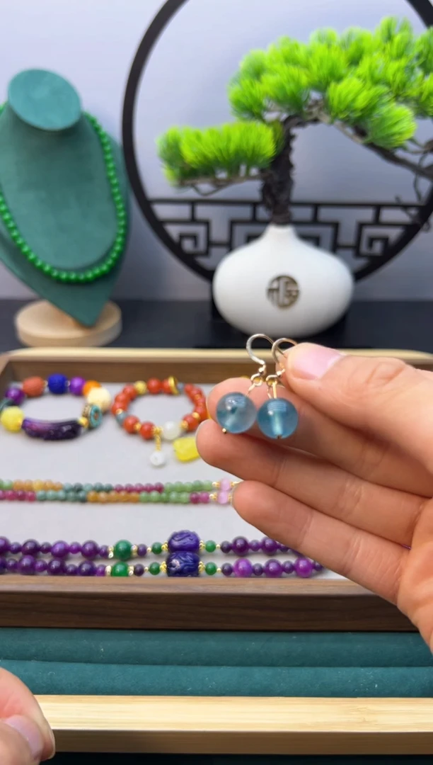 【闪购商品】翡翠耳饰14K金镶嵌E359