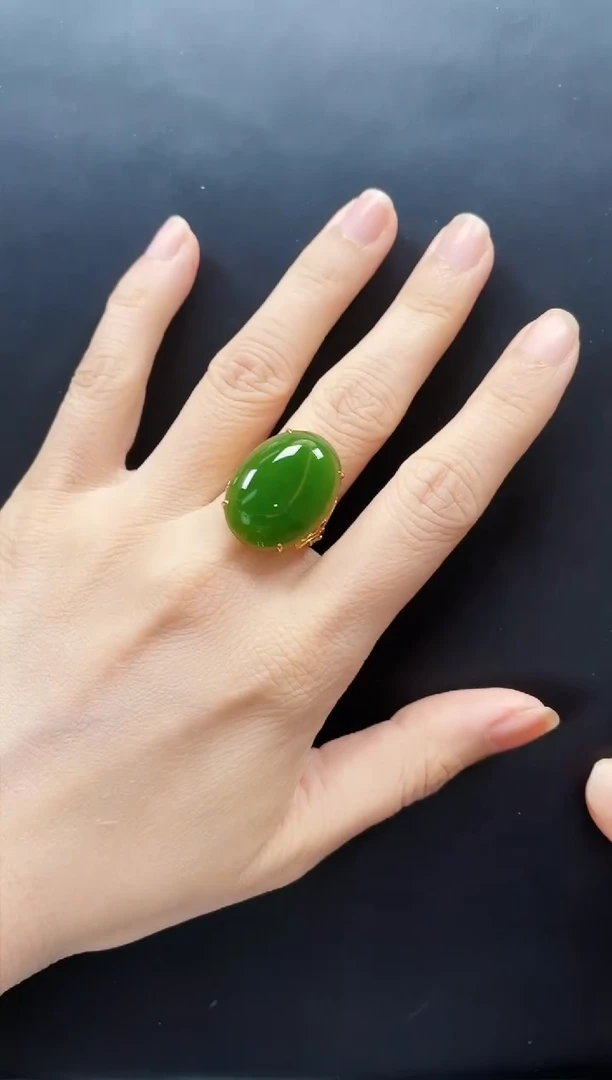 和田玉戒指18K金镶嵌多样性发一