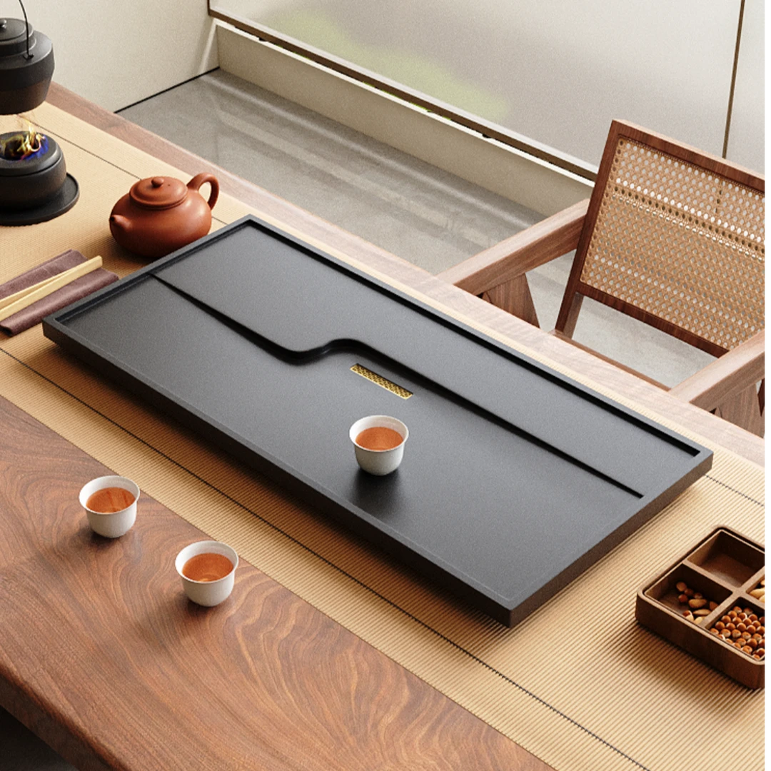 乌金茶盘百搭家用办公室茶盘干泡功夫茶用干湿分离茶桌台专用茶盘