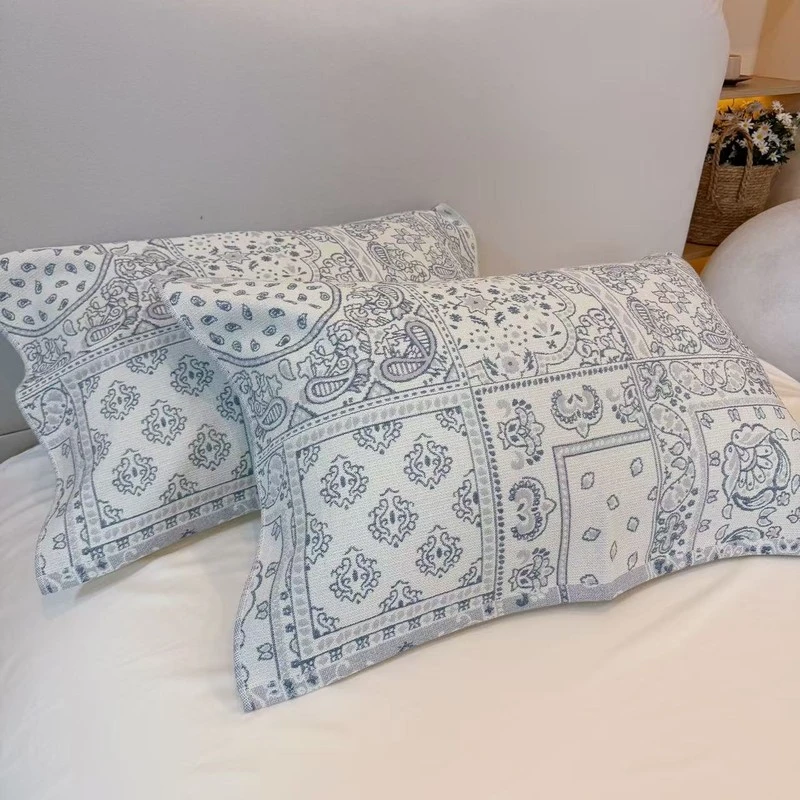 【枕巾-意境-蓝】52*78cm一对装纱布成人枕巾加厚