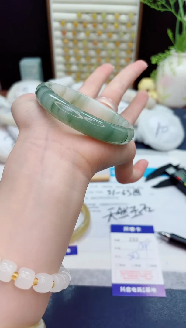未镶嵌手镯石英质玉232-天山翠-圈口58