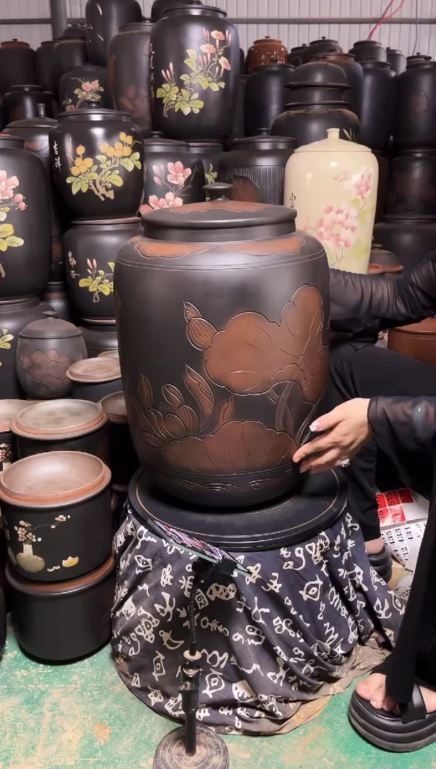 罐完品茶缸高51cm  荷花