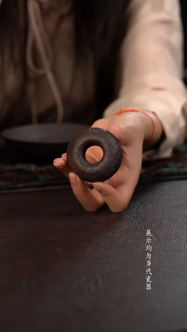 伟壶柴烧甜甜圈盖置 和鸣